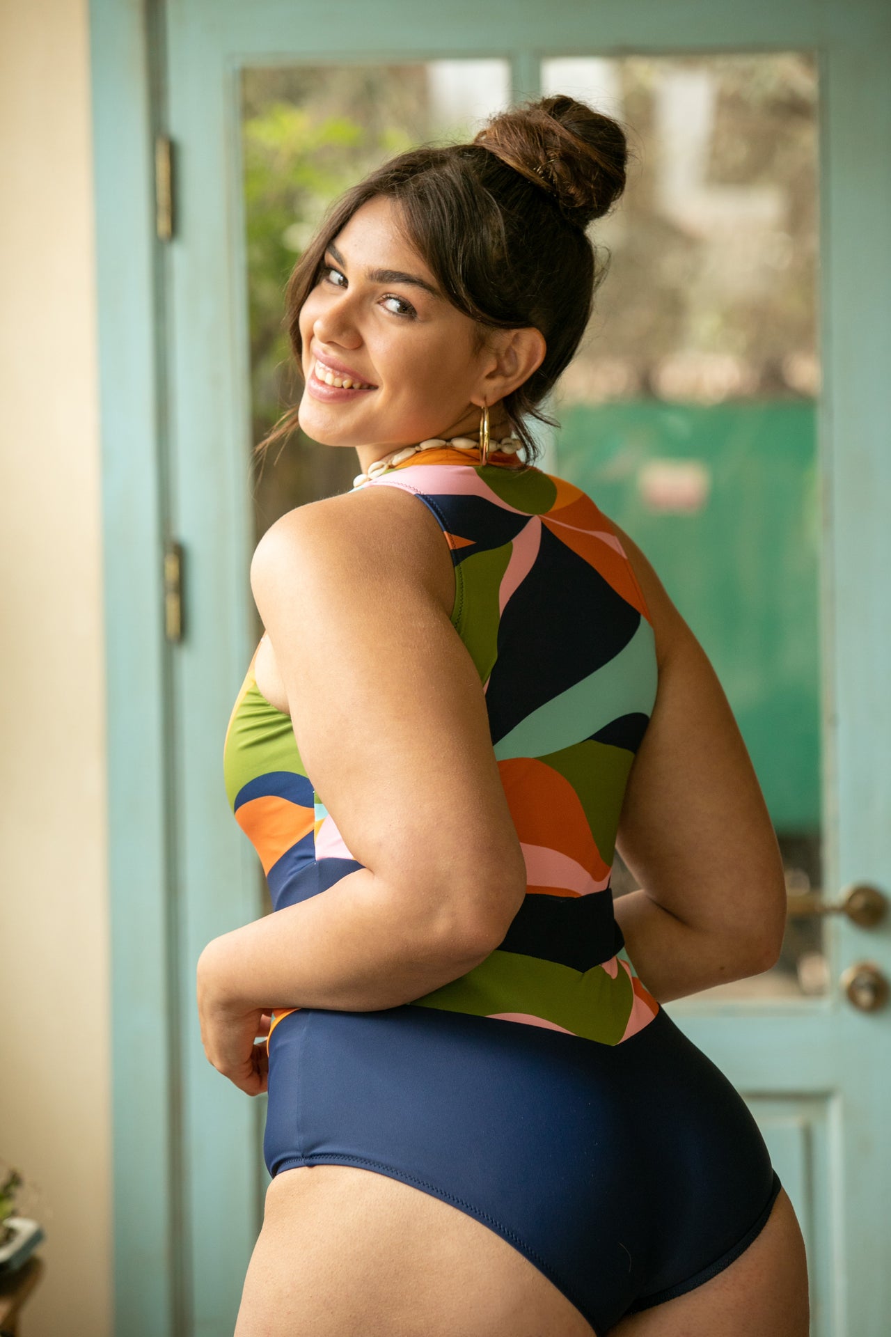 חליפת גלישה קיץ ללא שרוול רוכסן קדמי דפוס Maya